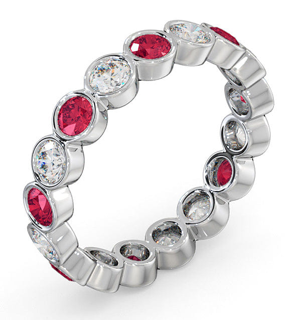 Diamond Ruby 1.50ct And G/VS Diamond 18KW Gold Eternity Ring
