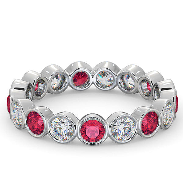 Diamond Ruby 1.50ct And G/VS Diamond 18KW Gold Eternity Ring