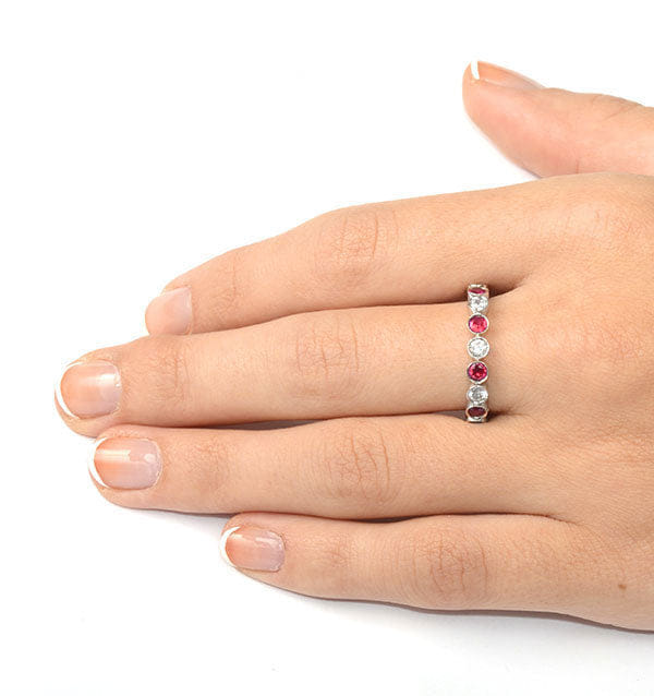 Diamond Ruby 1.50ct And G/VS Diamond 18KW Gold Eternity Ring