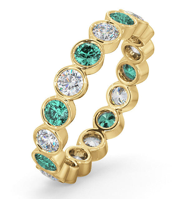 Diamond Emily 18K Gold Emerald 0.70ct and H/SI 1CT Diamond Eternity Ring