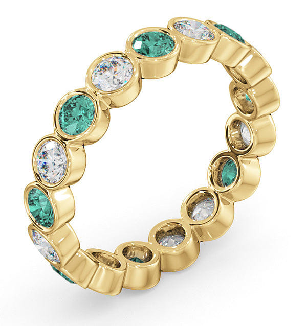 Diamond Emily 18K Gold Emerald 0.70ct and H/SI 1CT Diamond Eternity Ring