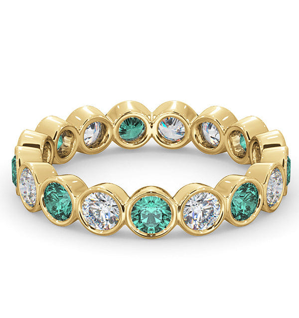 Diamond Emily 18K Gold Emerald 0.70ct and H/SI 1CT Diamond Eternity Ring