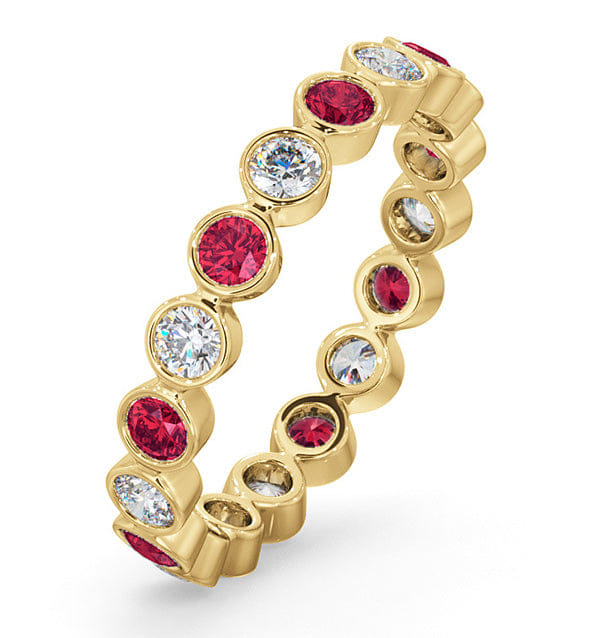 Diamond Emily 18K Gold Ruby 0.70ct and G/VS 0.50CT Diamond Eternity Ring