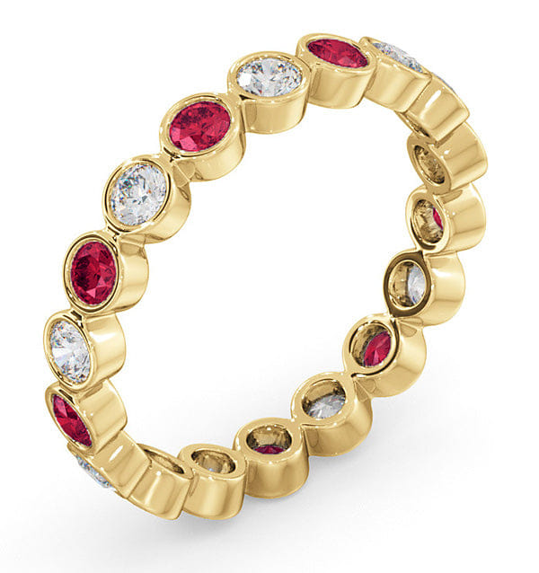 Diamond Emily 18K Gold Ruby 0.70ct and G/VS 0.50CT Diamond Eternity Ring