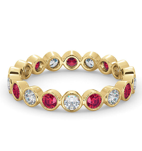 Diamond Emily 18K Gold Ruby 0.70ct and G/VS 0.50CT Diamond Eternity Ring