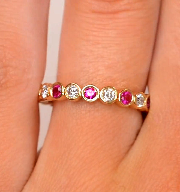 Diamond Emily 18K Gold Ruby 0.70ct and G/VS 0.50CT Diamond Eternity Ring