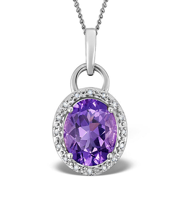 Diamond Amethyst 2.34CT And Diamond 9K White Gold Pendant Necklace