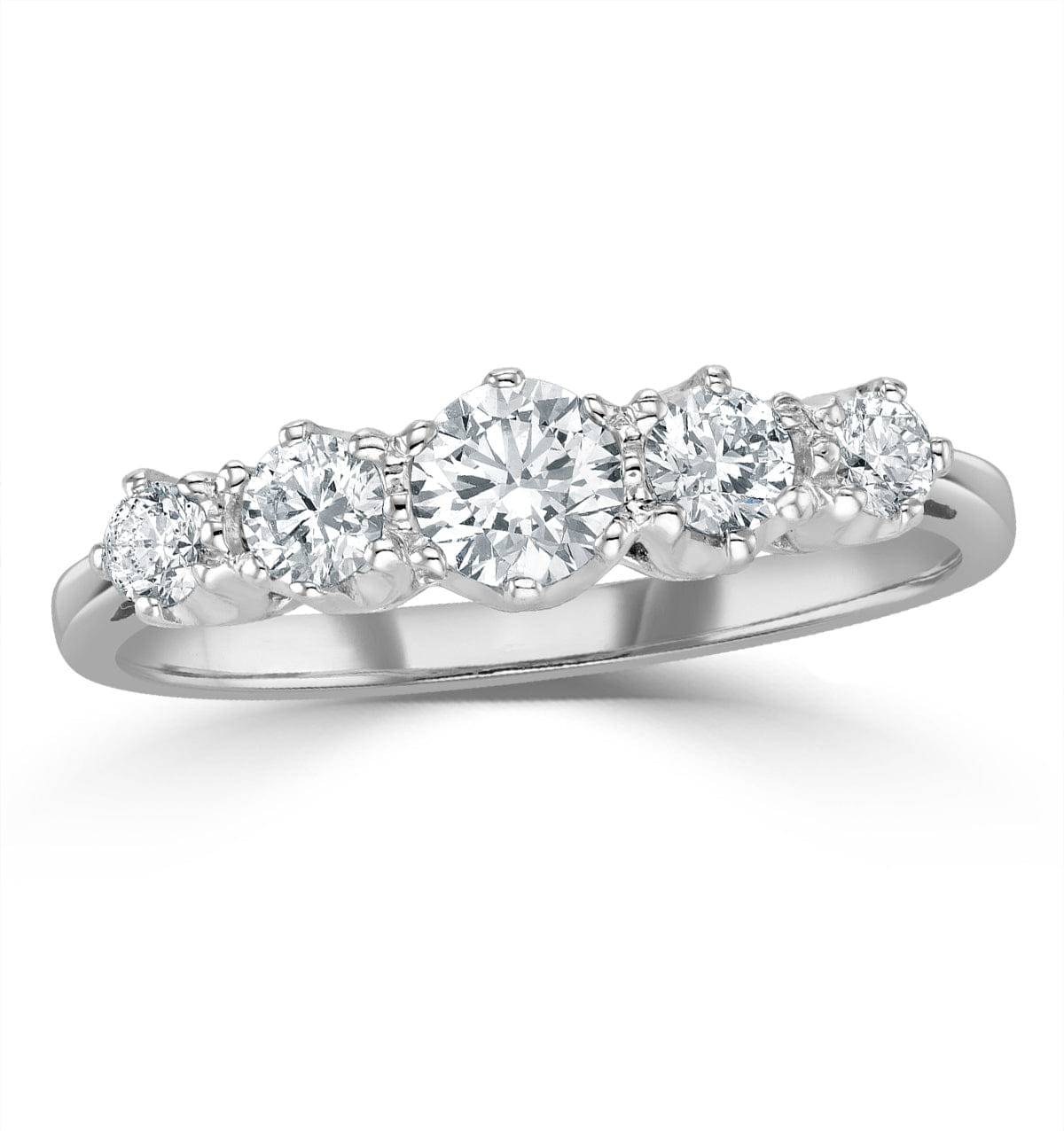 Diamond Grace 18K White Gold 5 Stone Diamond Eternity Ring 0.75CT G/VS