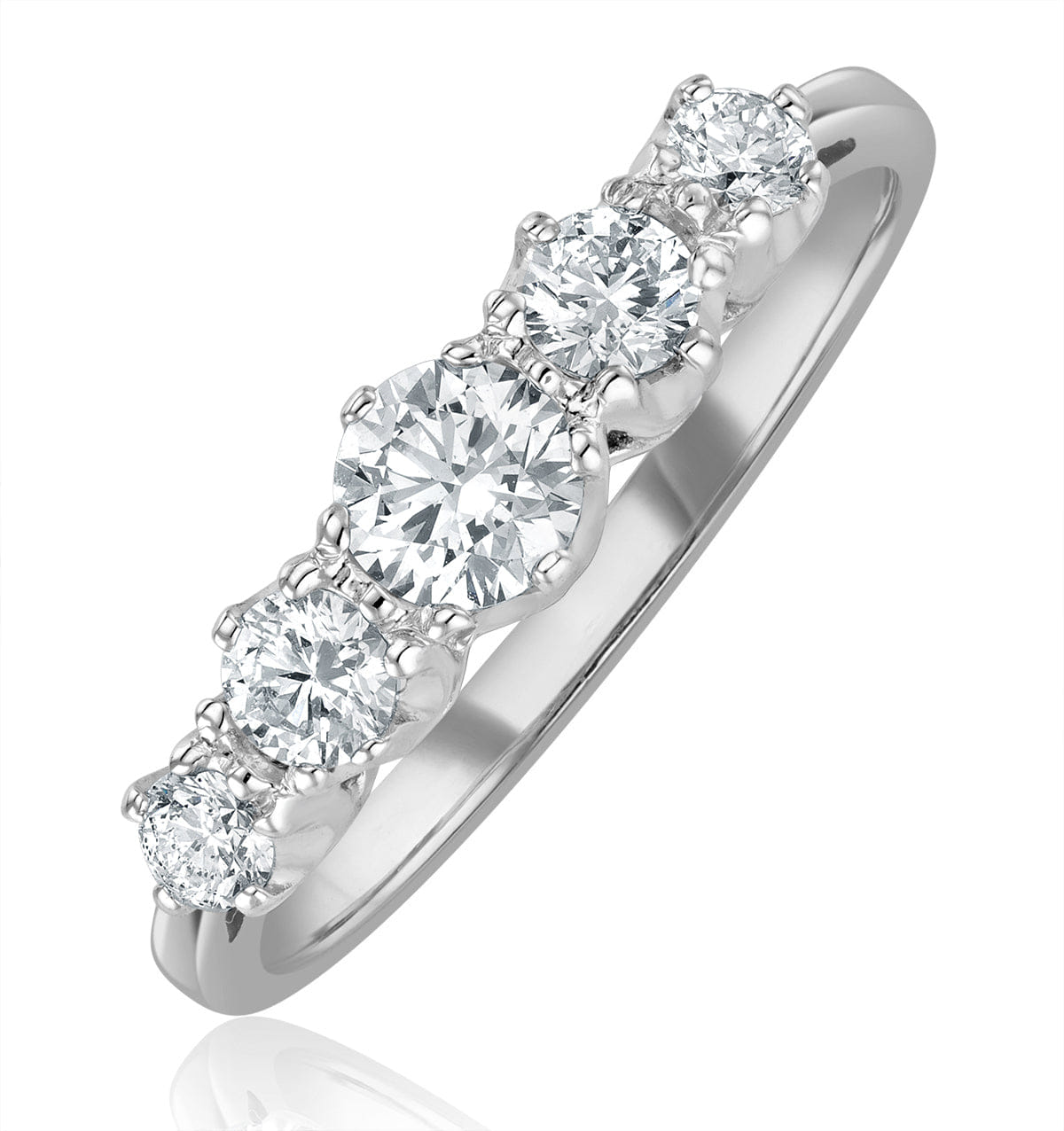 Diamond Grace 18K White Gold 5 Stone Diamond Eternity Ring 0.75CT PK