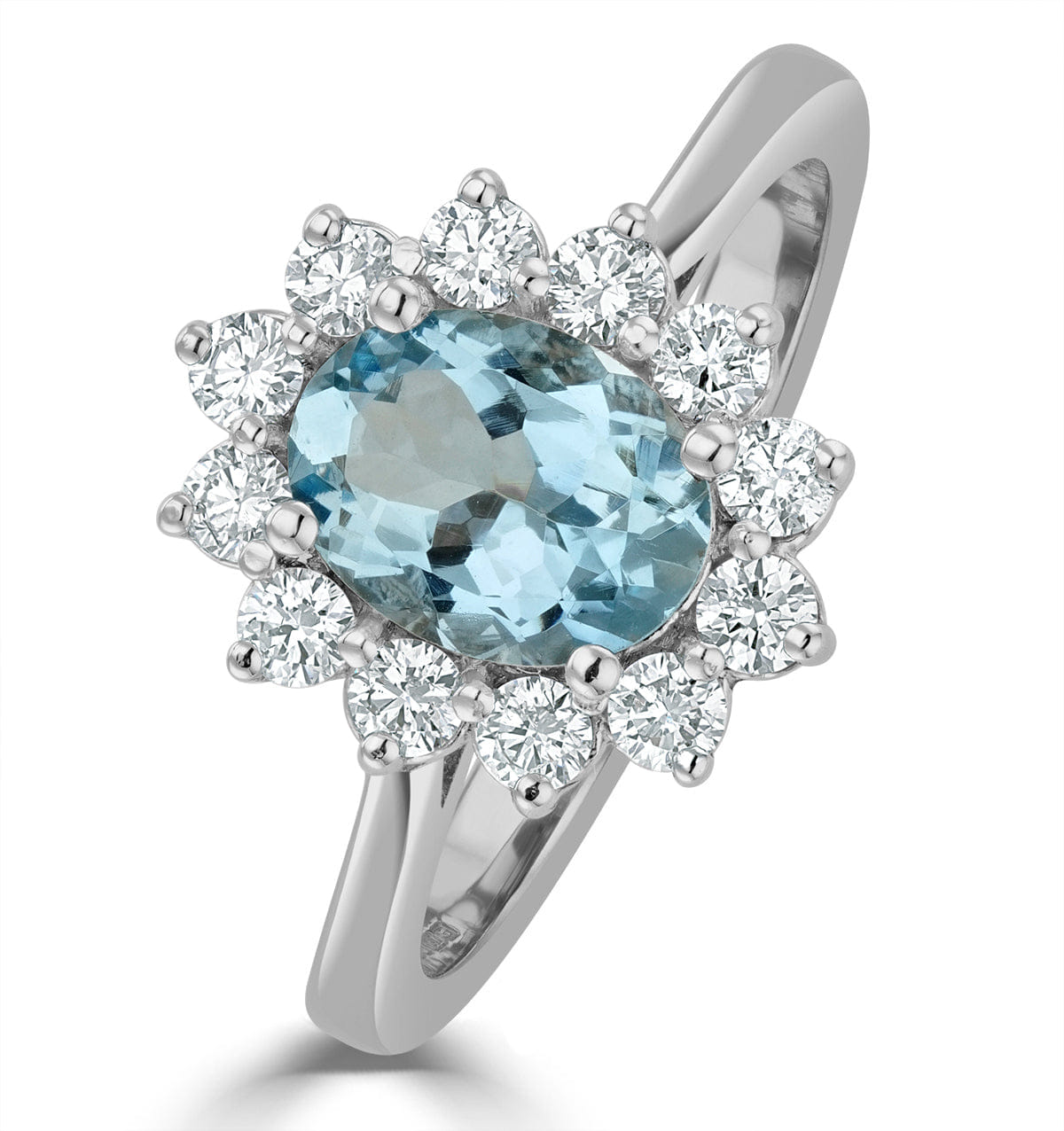 Diamond Aquamarine 1.10ct and Diamond 0.50ct 18K White Gold Ring