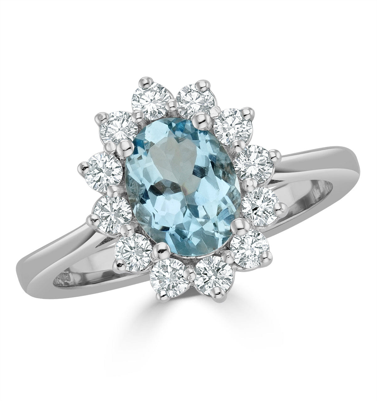 Diamond Aquamarine 1.10ct and Diamond 0.50ct 18K White Gold Ring