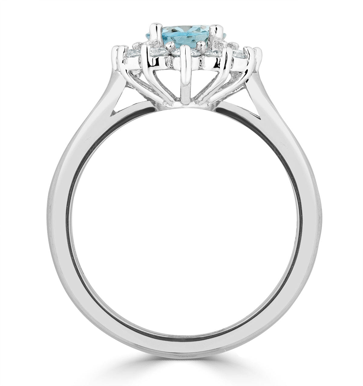 Diamond Aquamarine 1.10ct and Diamond 0.50ct 18K White Gold Ring