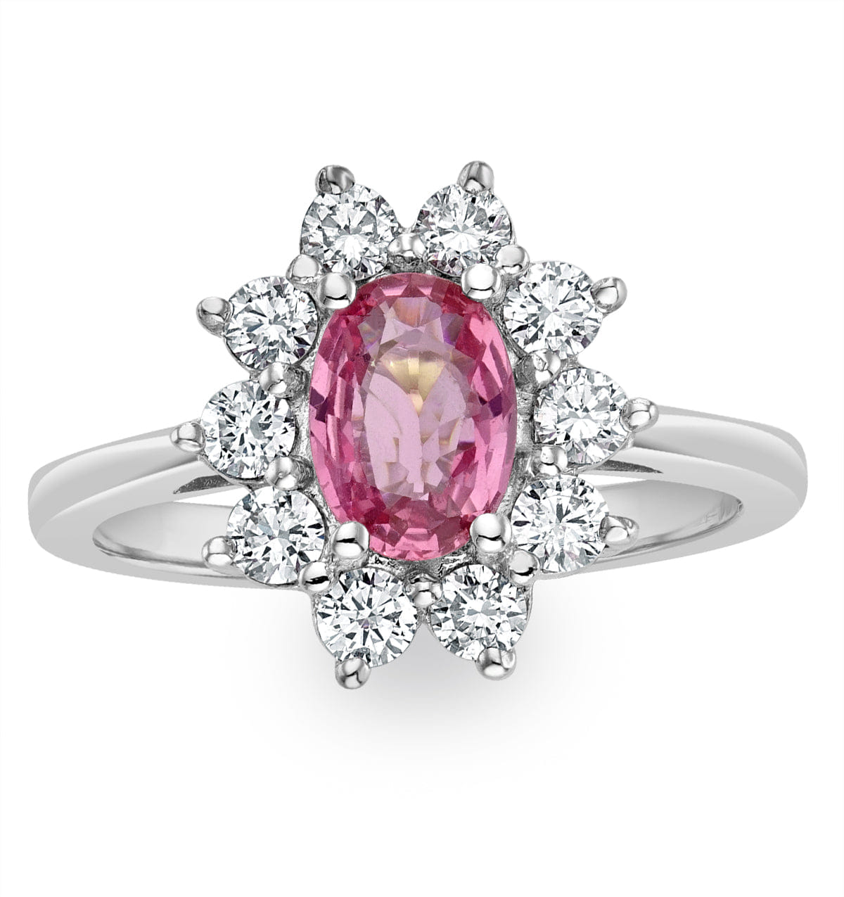 Diamond 18K White Gold 0.50ct Diamond and 1.05ct Pink Sapphire Ring