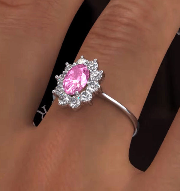 Diamond 18K White Gold 0.50ct Diamond and 1.05ct Pink Sapphire Ring
