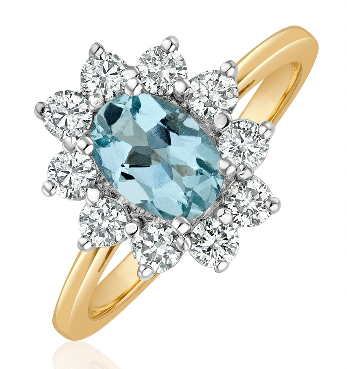 Diamond Aquamarine 0.70ct and Diamond 0.50ct 18K Gold Ring