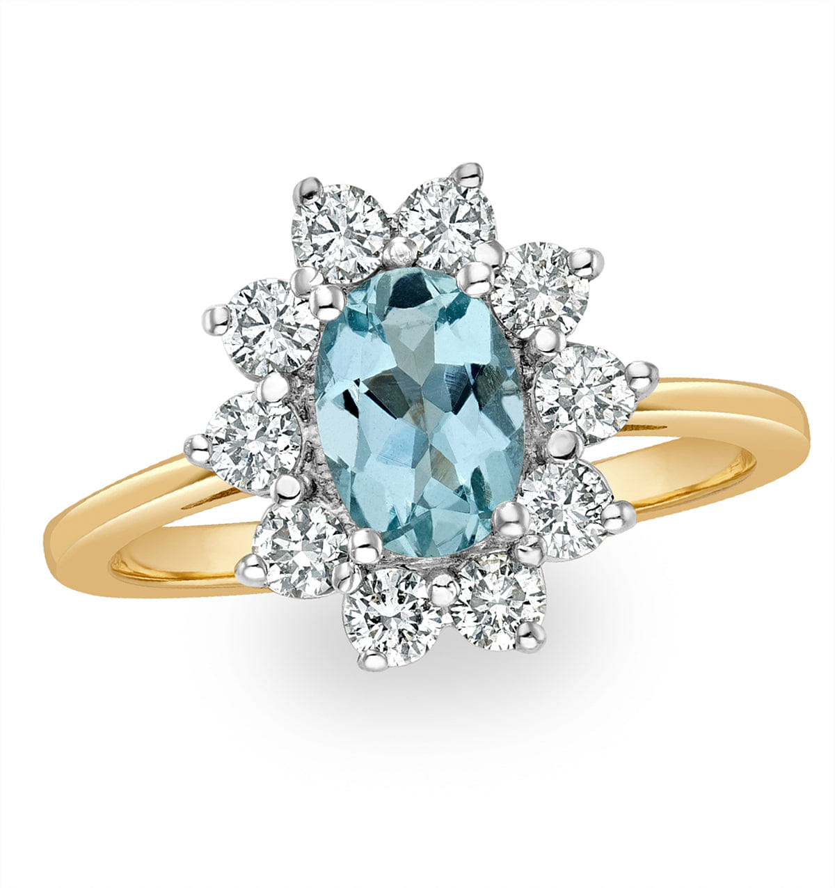 Diamond Aquamarine 0.70ct and Diamond 0.50ct 18K Gold Ring