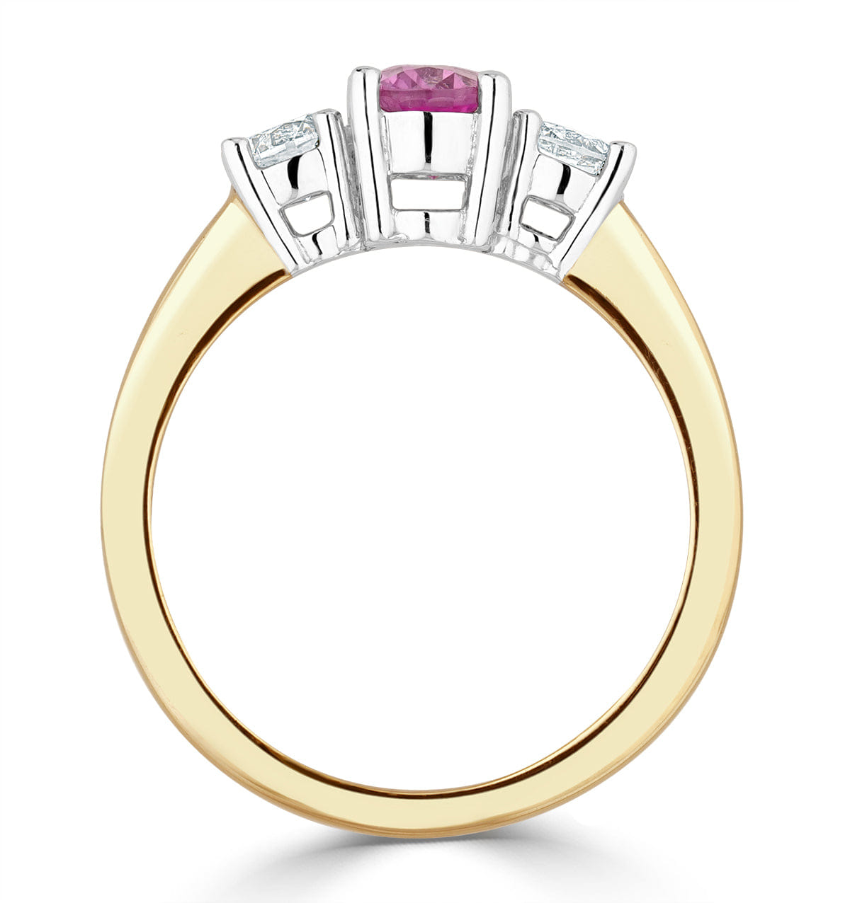 Diamond 18K Gold 0.50ct H/Si Diamond and 1.00ct Pink Sapphire Ring