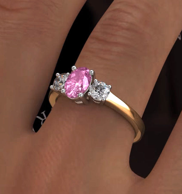 Diamond 18K Gold 0.50ct H/Si Diamond and 1.00ct Pink Sapphire Ring