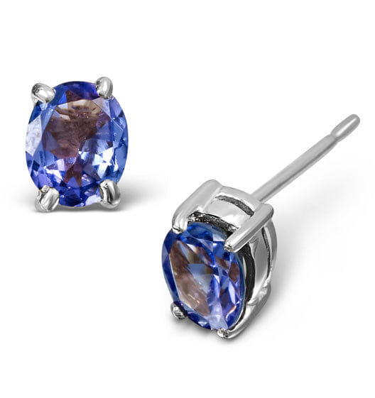 WHITE* Tanzanite 5 x 4 mm (0.70ct) 9K White Gold Earrings