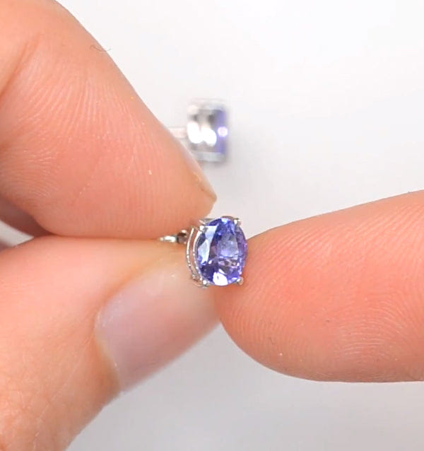 WHITE* Tanzanite 5 x 4 mm (0.70ct) 9K White Gold Earrings