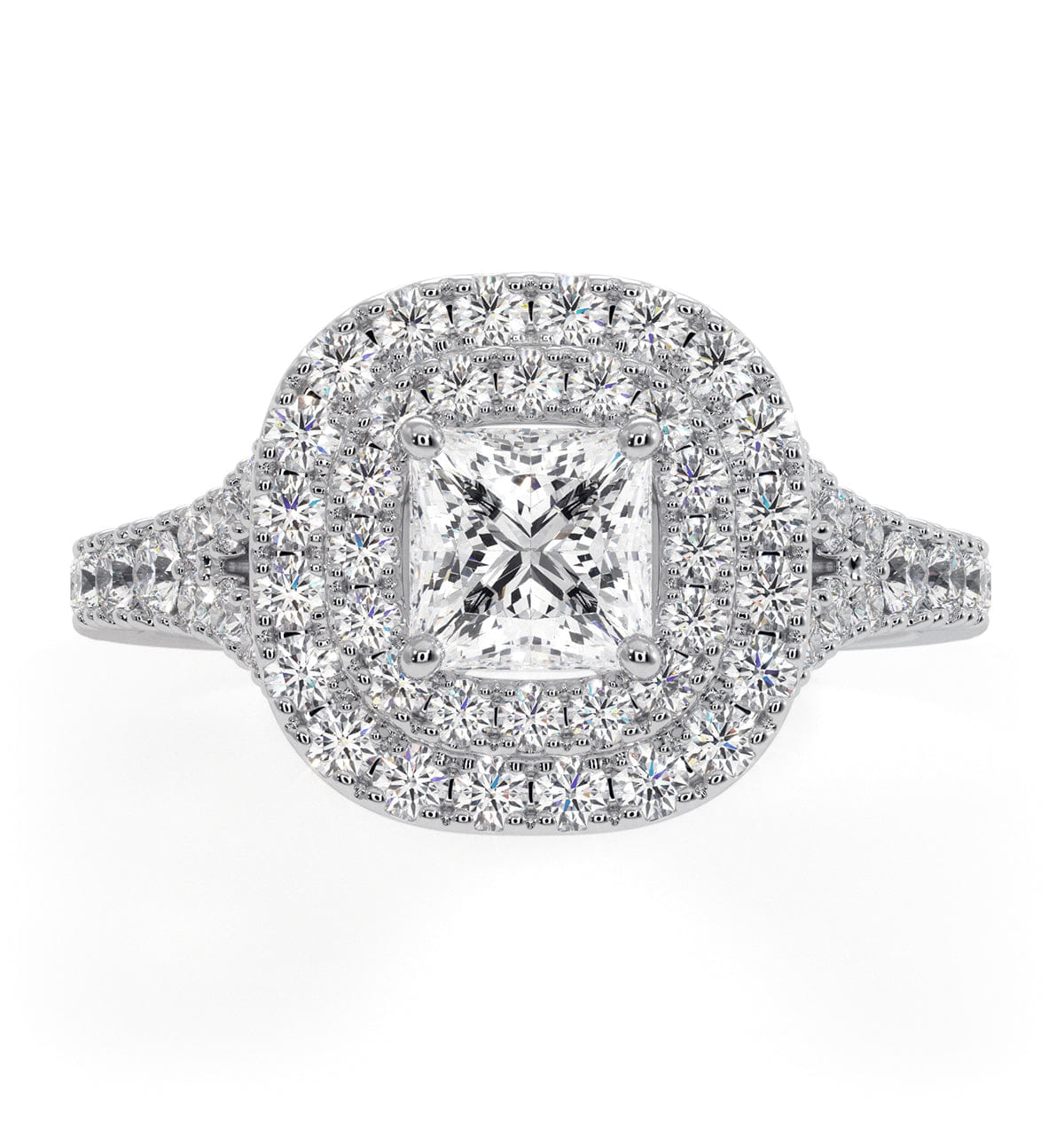 Diamond Cleopatra Diamond Halo Engagement Ring 18K White Gold 1.20ct G/VS1