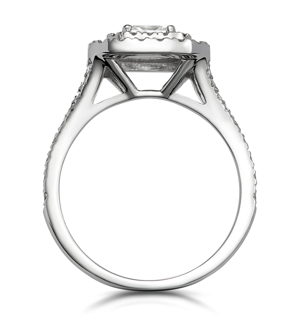 Diamond Cleopatra Diamond Halo Engagement Ring 18K White Gold 1.20ct G/VS1