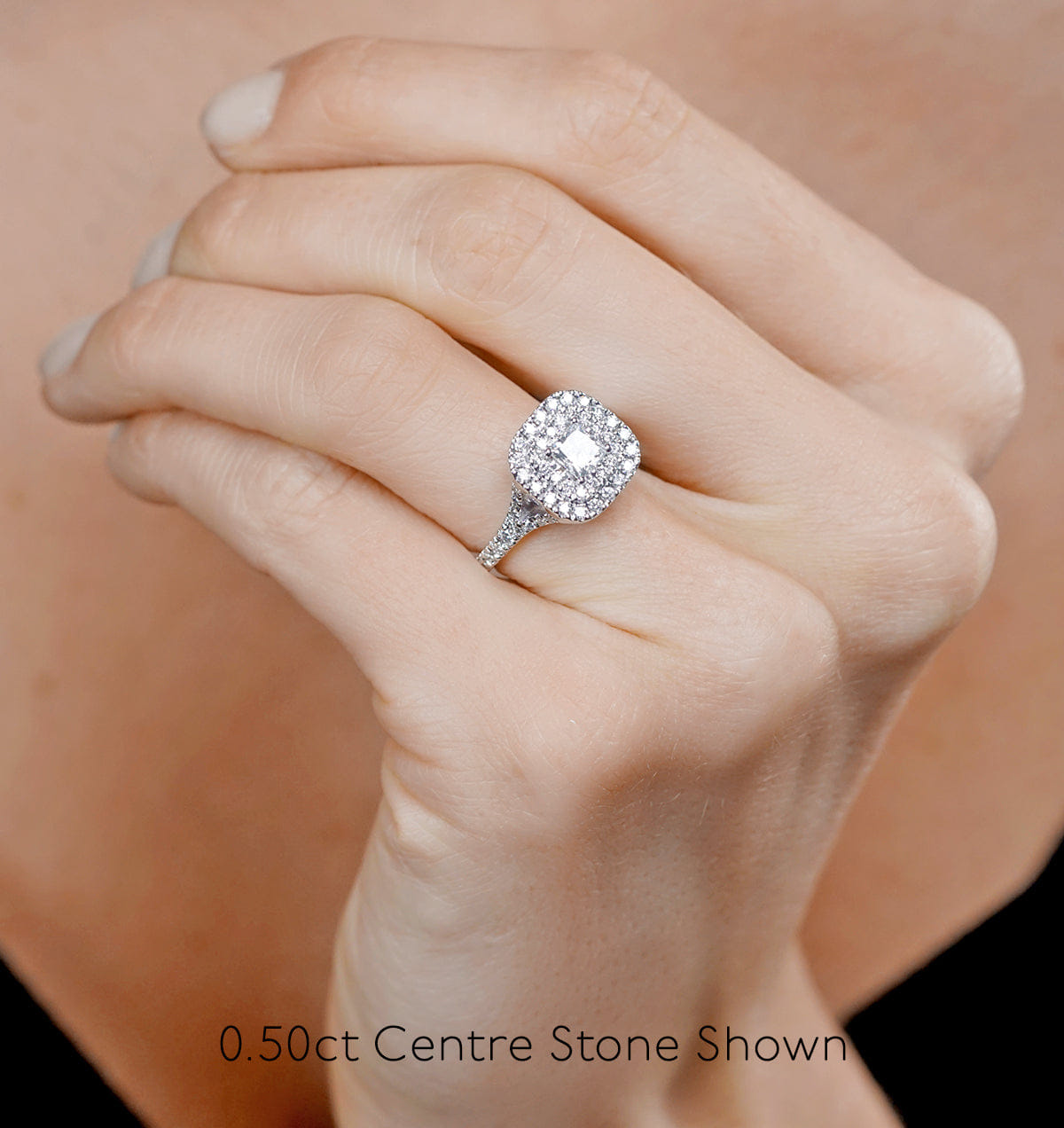 Diamond Cleopatra Diamond Halo Engagement Ring 18K White Gold 1.20ct G/VS1
