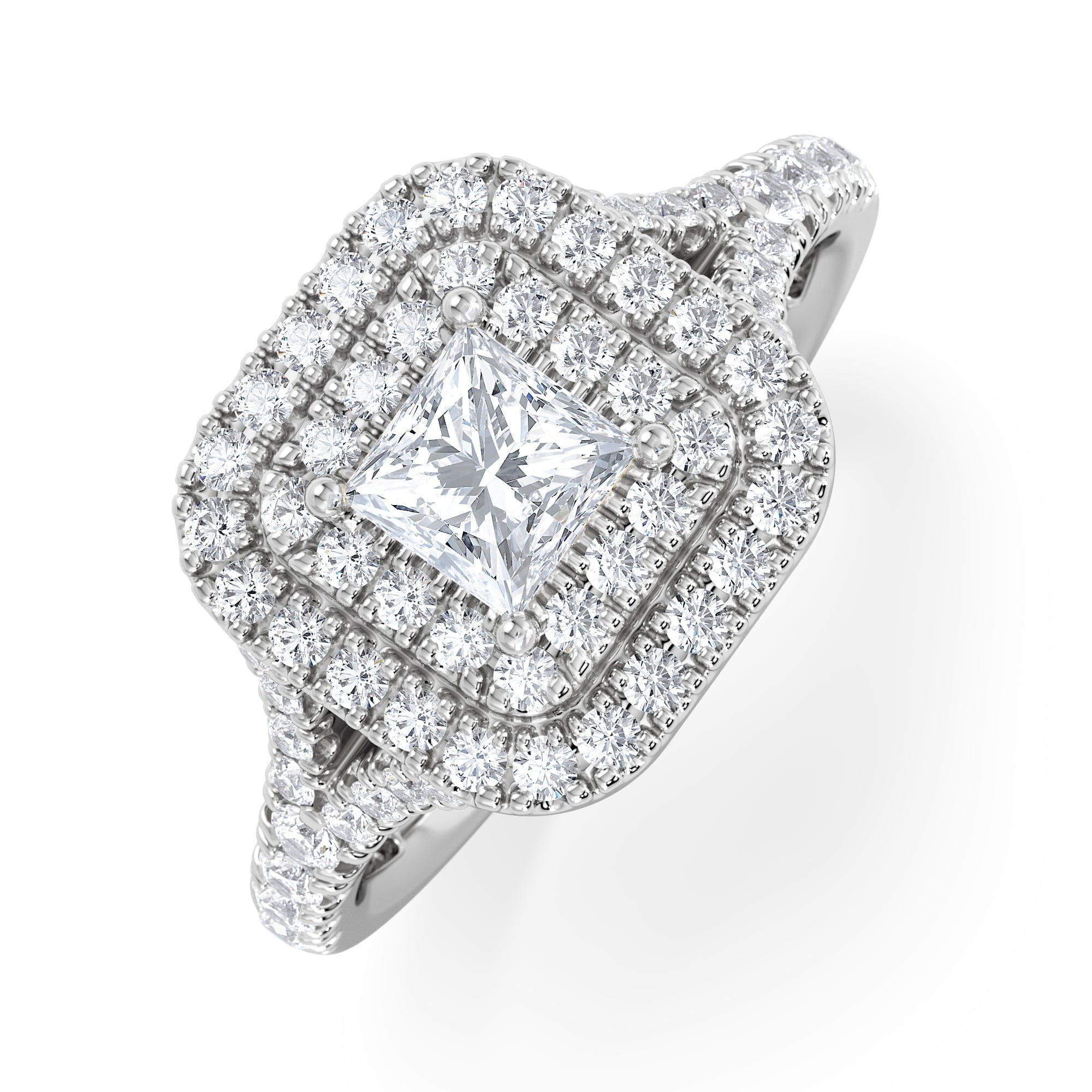 Diamond Cleopatra Diamond Halo Engagement Ring in Platinum 1.20ct G/SI2