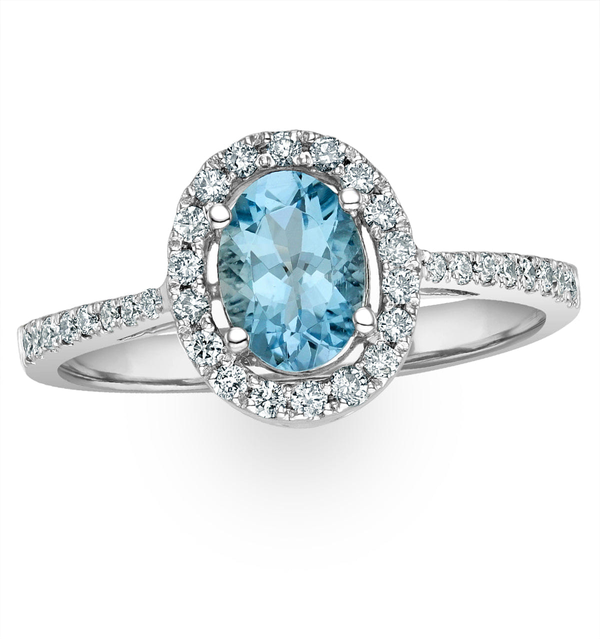 Diamond Aquamarine 0.70CT And Diamond 18K White Gold Ring
