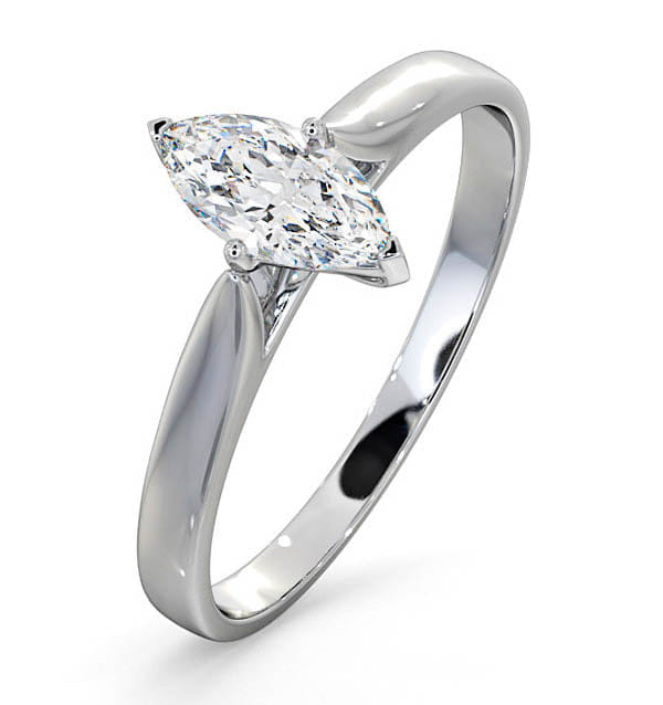 Diamond Engagement Ring Certified Marquise Diamond 0.50CT G/VS 18K White Gold