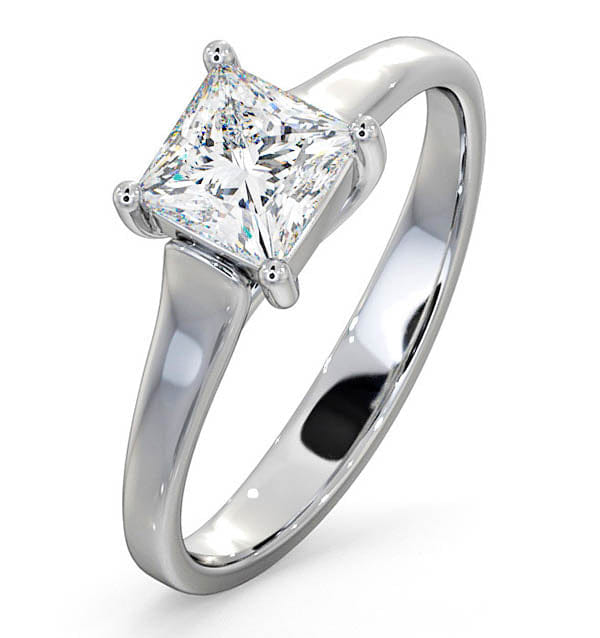 Diamond Engagement Ring Certified Lucy 18K White Gold Diamond 0.75CT - G - H/SI