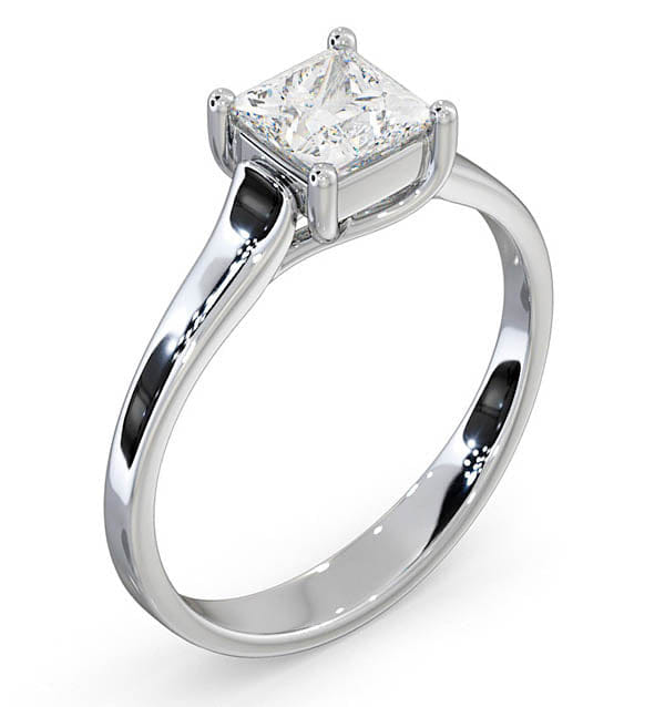 Diamond Engagement Ring Certified Lucy 18K White Gold Diamond 0.75CT - G - H/SI