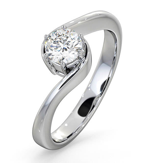 WHITE* Certified 0.50CT Leah 18K White Gold Engagement Ring E/VS1