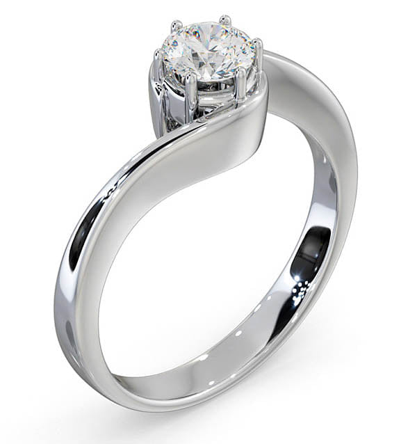 WHITE* Certified 0.50CT Leah 18K White Gold Engagement Ring E/VS1