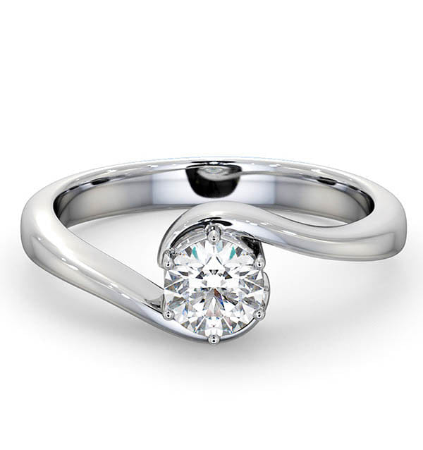 WHITE* Certified 0.50CT Leah 18K White Gold Engagement Ring E/VS1