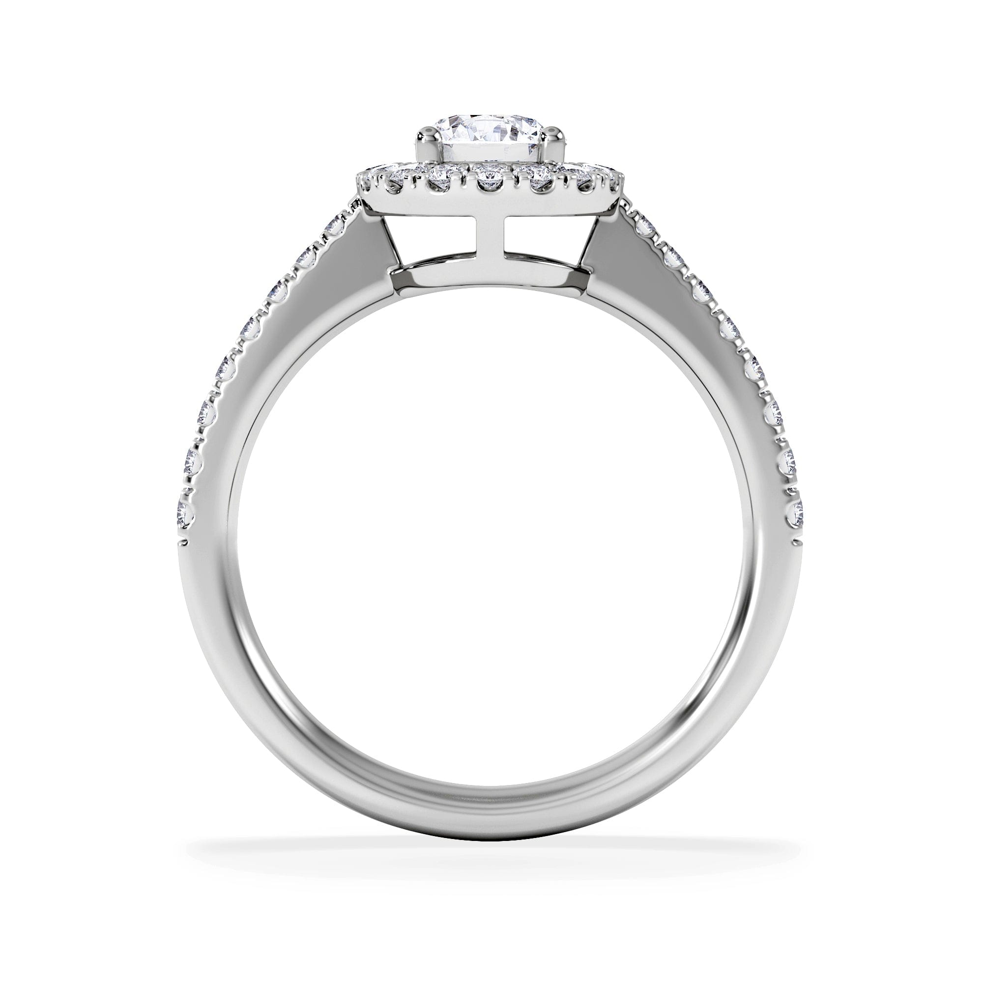 Diamond Ella Halo Lab Diamond Engagement Ring 0.86ct F/VS1 18K White Gold