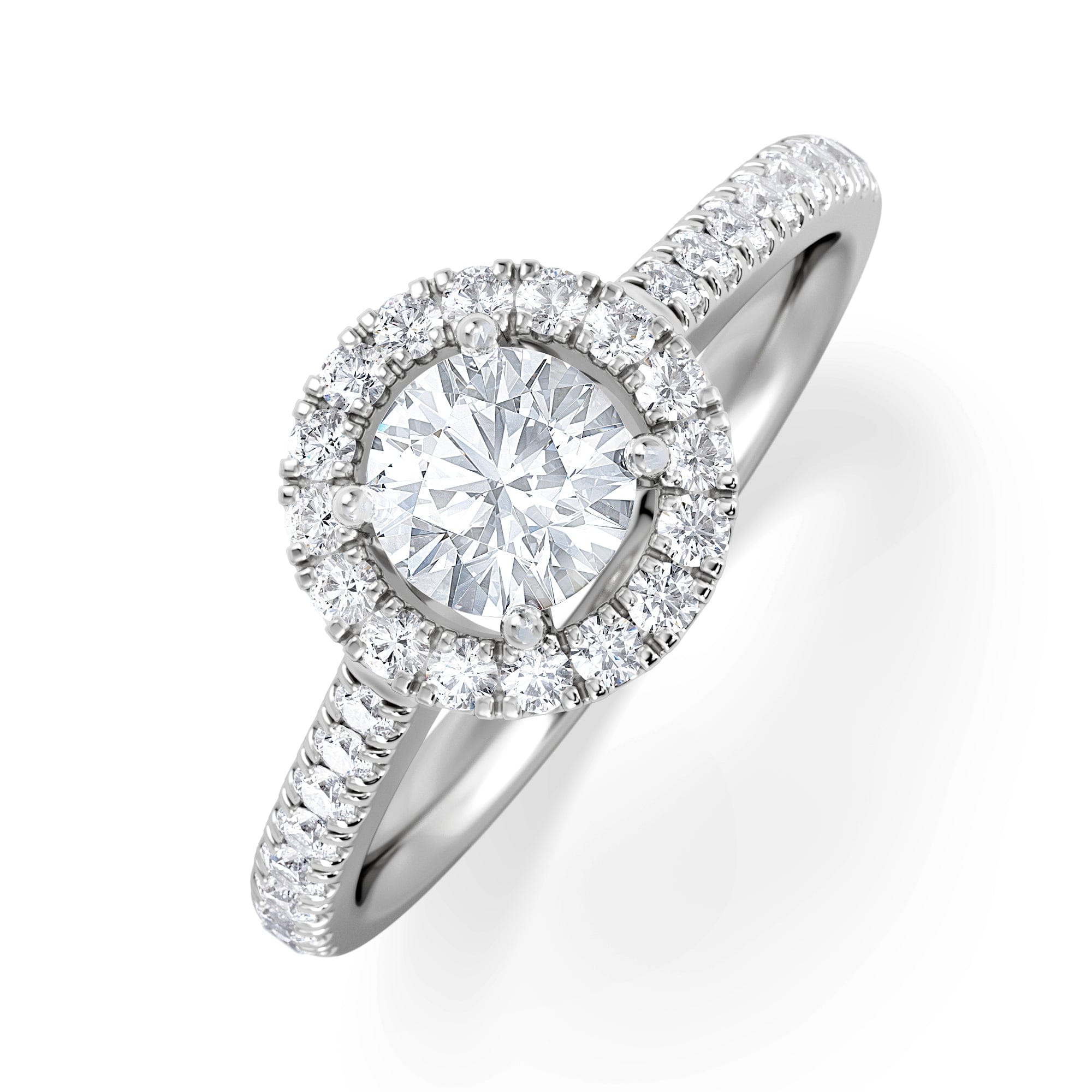 Diamond Ella Halo Lab Diamond Engagement Ring 0.86ct F/VS1 in Platinum