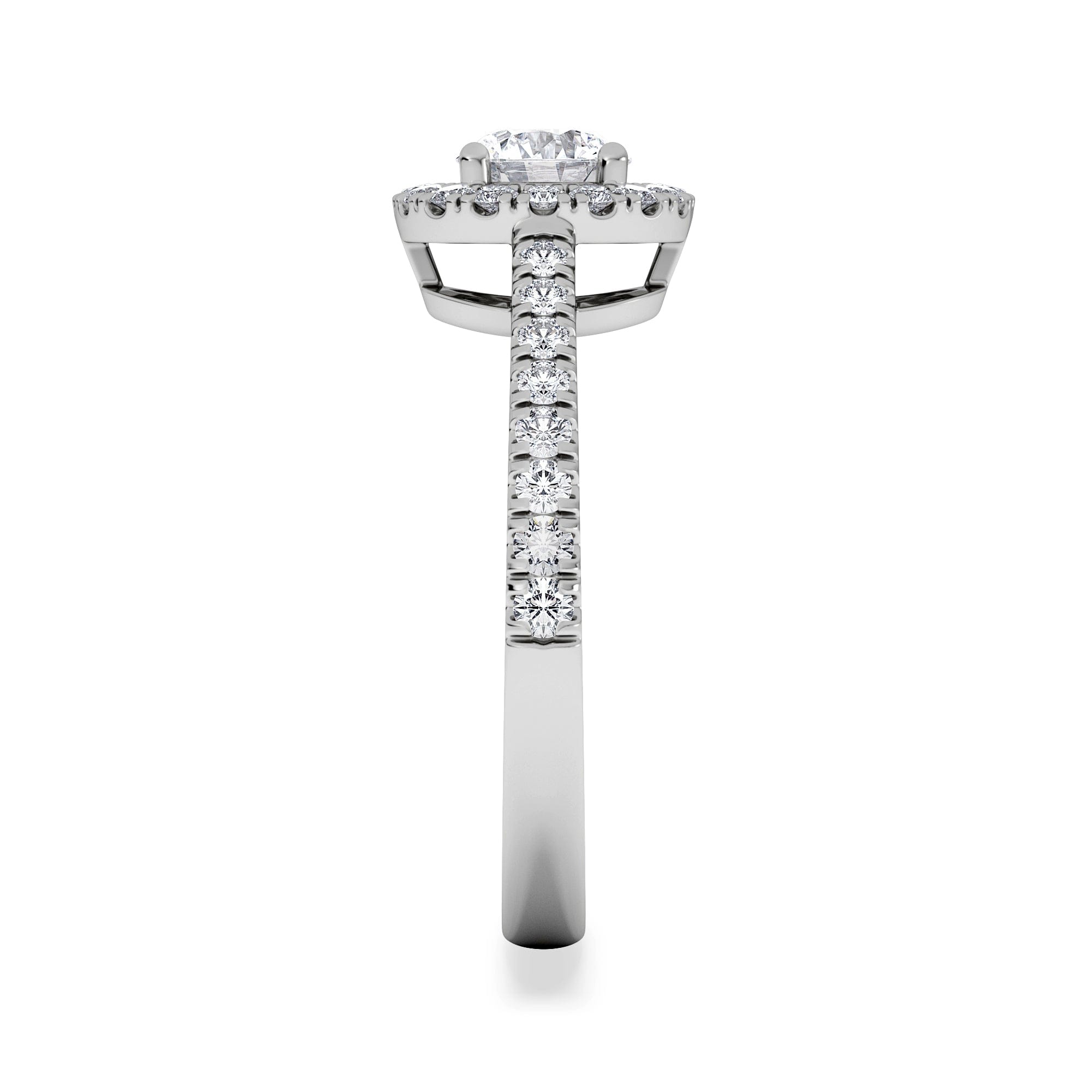Diamond Ella Halo Lab Diamond Engagement Ring 0.86ct F/VS1 in Platinum