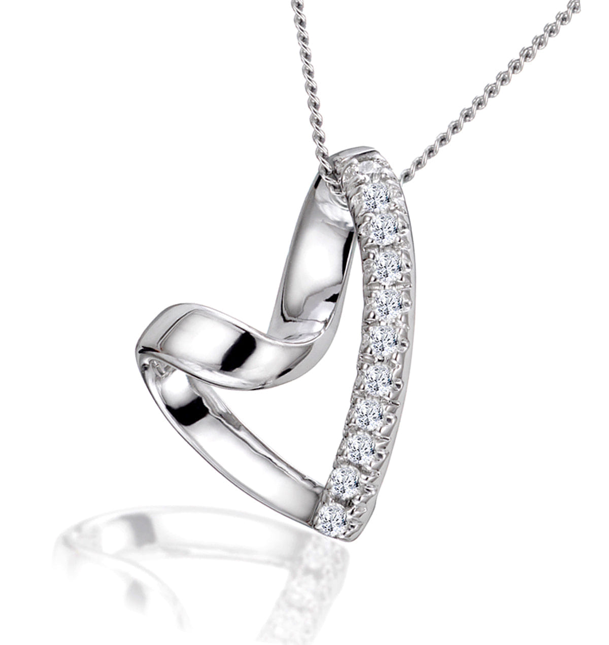 Diamond Lab Diamond Heart Necklace Pendant 0.10ct H/SI Set in 925 Silver