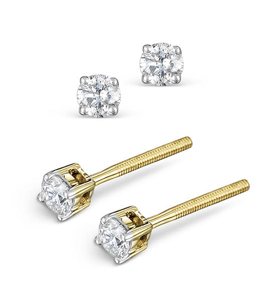 Diamond Stud Earrings 3 mm 18K Gold - 0.20CT - Premium