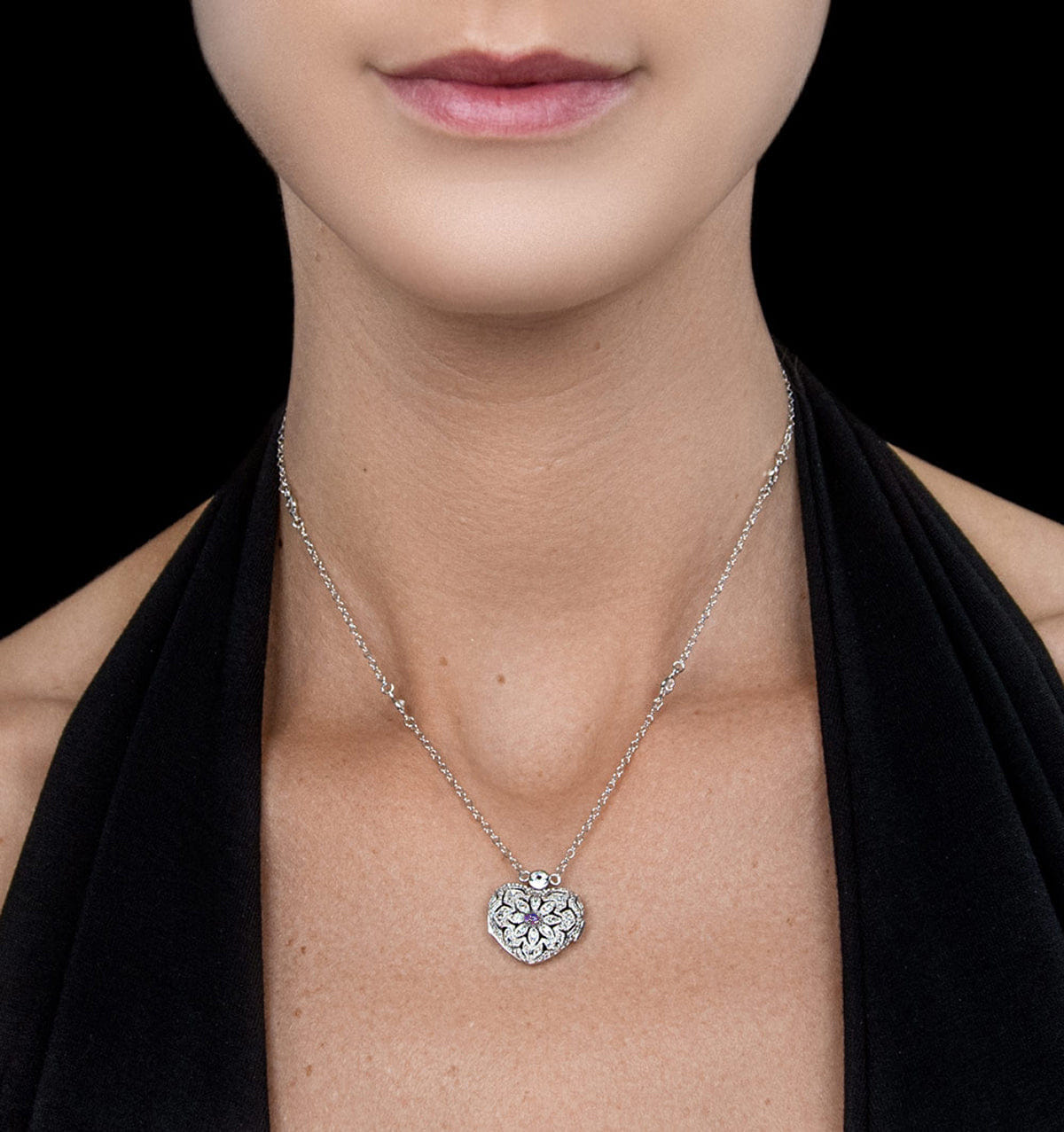 WHITE* Tanzanite December Birthstone Locket Necklace White Topaz in Silver