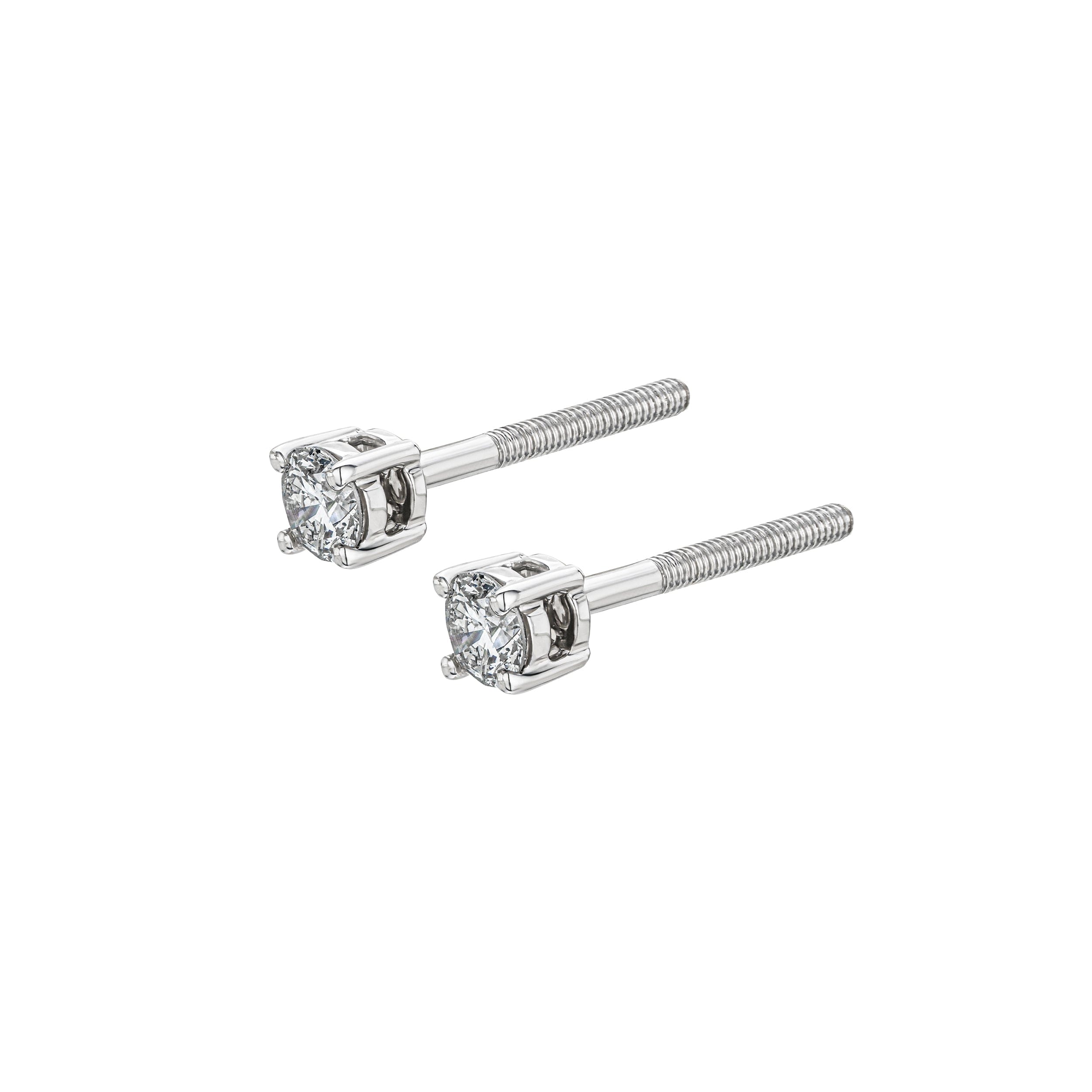 Diamond Earrings 0.20CT Studs Premium Quality in 18K White Gold - 3 mm