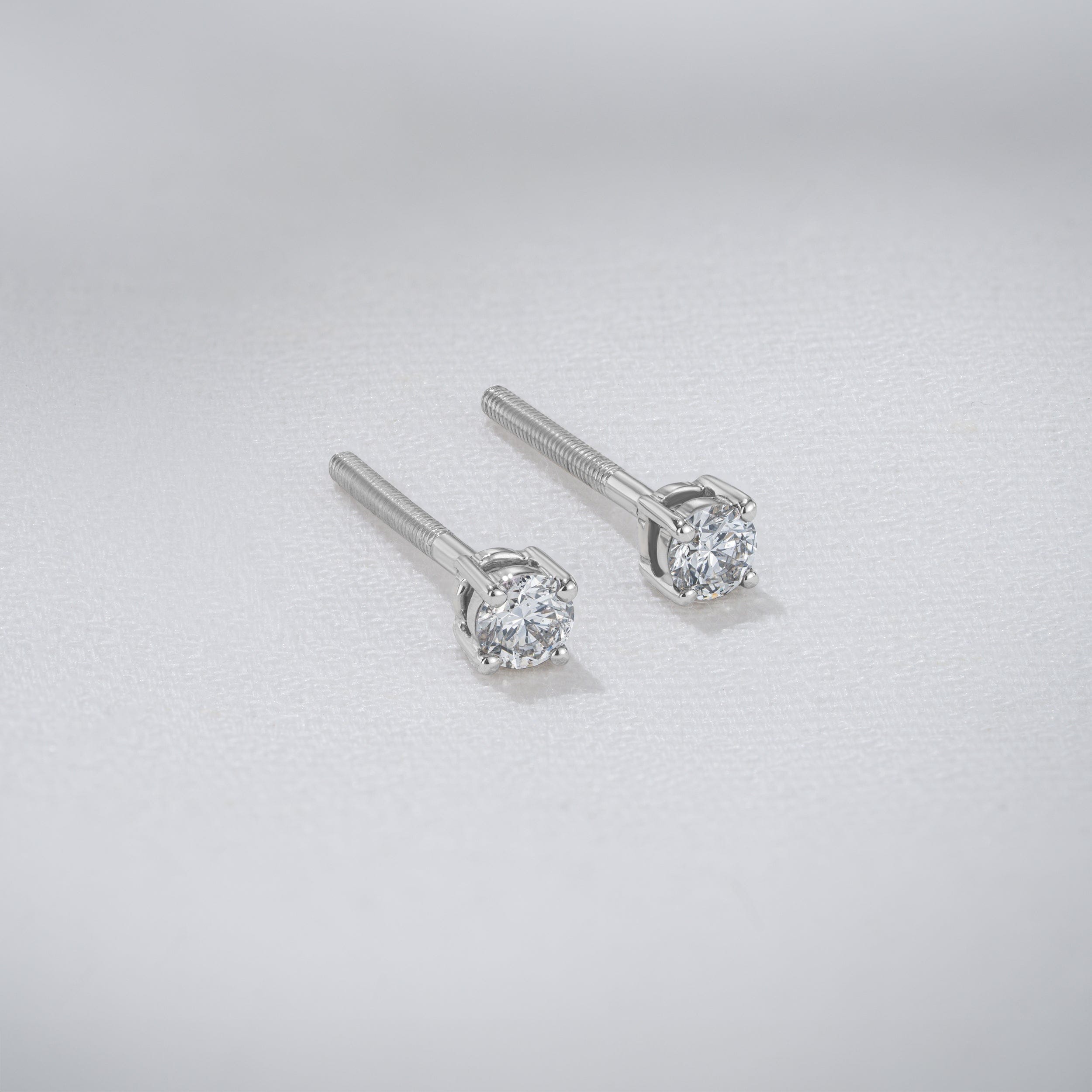Diamond Earrings 0.20CT Studs Premium Quality in 18K White Gold - 3 mm