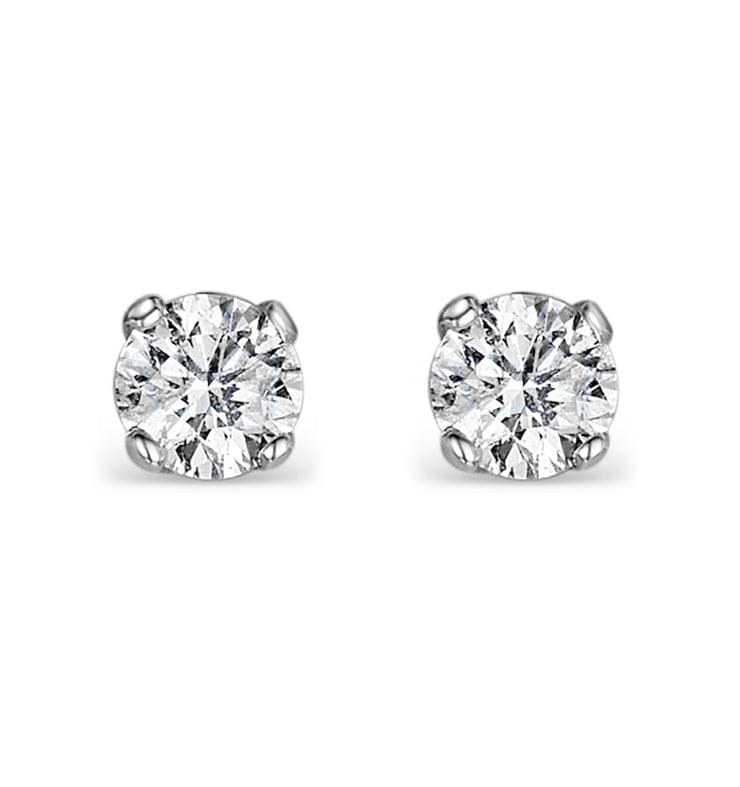 Diamond Earrings 0.30CT Studs Premium Quality in 18K White Gold 3.4 mm