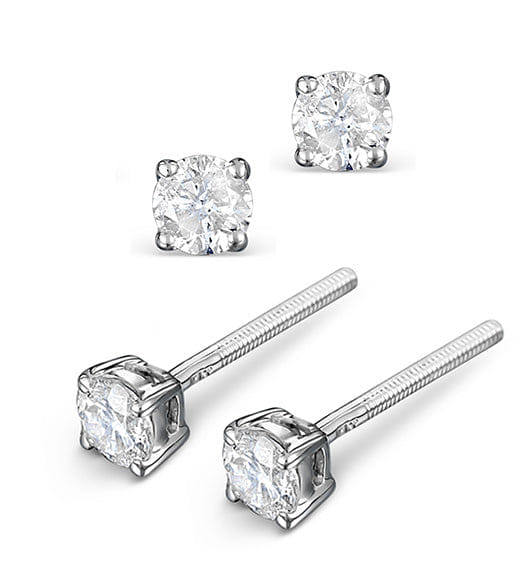 Diamond Earrings 0.30CT Studs Premium Quality in 18K White Gold 3.4 mm