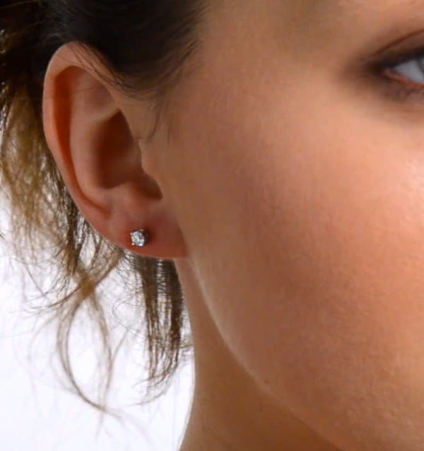 Diamond Earrings 0.30CT Studs Premium Quality in 18K White Gold 3.4 mm