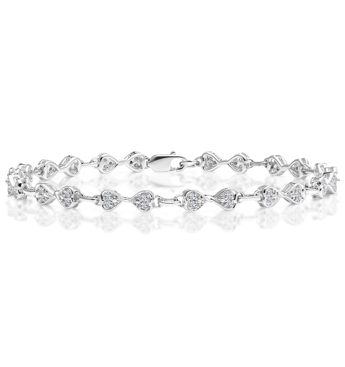 Diamond 0.25ct Diamond Heart Bracelet Set In Silver