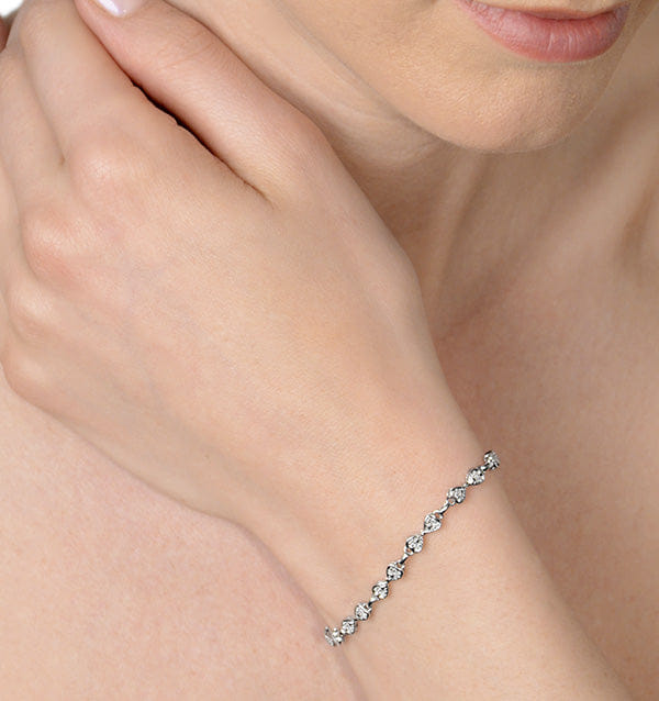 Diamond 0.25ct Diamond Heart Bracelet Set In Silver