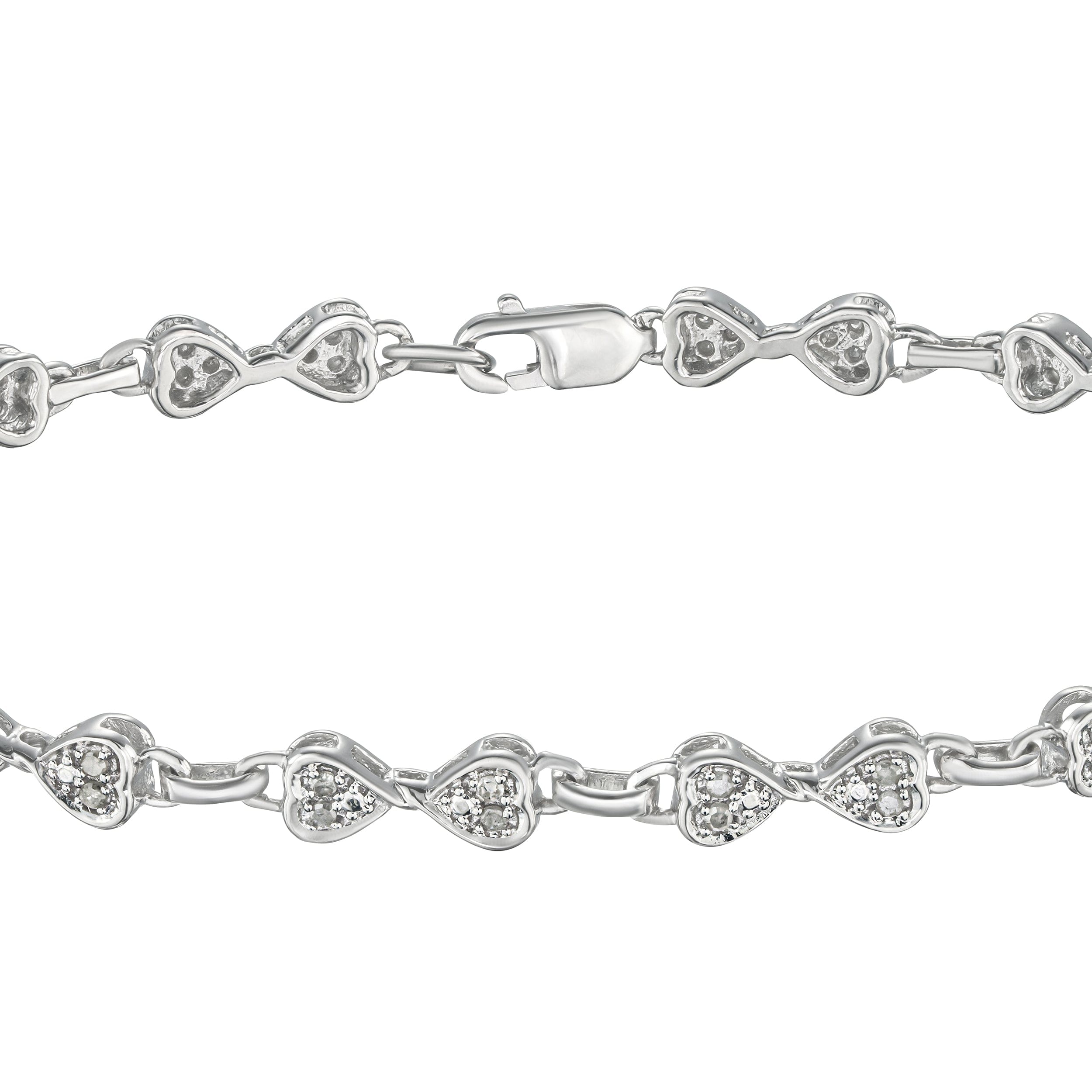 Diamond 0.25ct Diamond Heart Bracelet Set In Silver