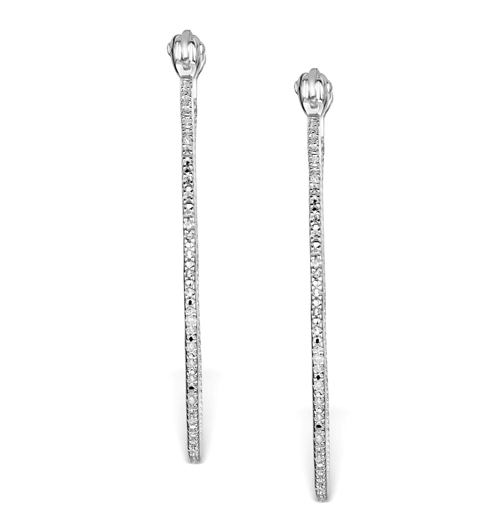 Diamond Hoops Earrings 35 mm in Sterling Silver